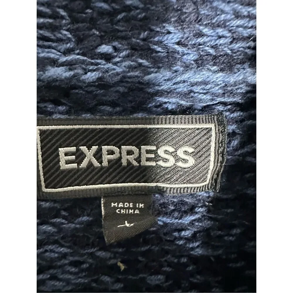 EXPRESS Men's Classic Shawl Collar Grandpa Cardigan Preppy Heavy Blue Size L